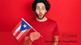  Presentation with puerto rico - Beautiful presentation theme featuring handsome-hispanic-man-holding-puerto backdrop and a red colored foreground