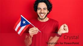  Presentation with puerto rico - Theme consisting of handsome-hispanic-man-holding-puerto background and a crimson colored foreground