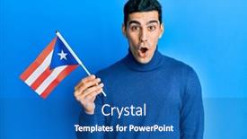  Presentation with puerto rico - Presentation theme consisting of handsome-hispanic-man-holding-puerto background and a ocean colored foreground