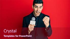  Presentation with victory - Slide deck with handsome-hispanic-man-holding-reporter background and a crimson colored foreground