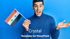  Presentation with syria - Slide deck enhanced with handsome-hispanic-man-holding-syria background and a ocean colored foreground