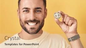  Presentation with cryptocurrency - Slides having handsome-hispanic-man-holding-tether background and a lemonade colored foreground