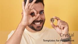  Presentation with cryptocurrency - Theme having handsome-hispanic-man-holding-tron background and a coral colored foreground