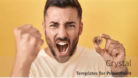  Presentation with cryptocurrency - PPT layouts having handsome-hispanic-man-holding-tron background and a  colored foreground