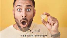  Presentation with monero cryptocurrency hologram coin form - Theme enhanced with handsome-hispanic-man-holding-tron background and a lemonade colored foreground