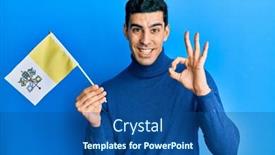  Presentation with vatican - PPT theme consisting of handsome-hispanic-man-holding-vatican background and a ocean colored foreground