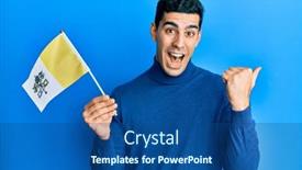  Presentation with vatican - PPT layouts having handsome-hispanic-man-holding-vatican background and a ocean colored foreground