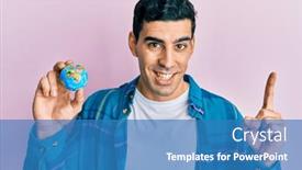  Presentation with world - Theme featuring handsome-hispanic-man-holding background and a  colored foreground