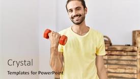  Presentation with hispanic - Theme with handsome-hispanic-man-lifting-dumbbells and a lemonade colored foreground