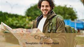  Presentation with travel - Presentation featuring handsome-hispanic-man-looking background and a coral colored foreground