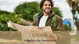  Presentation with travel - Slides with handsome-hispanic-man-looking background and a coral colored foreground