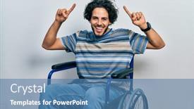  Presentation with wheelchair - Presentation theme featuring handsome-hispanic-man-sitting background and a  colored foreground