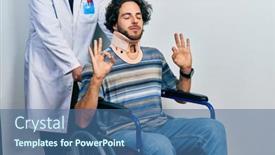  Presentation with wheelchair - Presentation design consisting of handsome-hispanic-man-sitting background and a ocean colored foreground