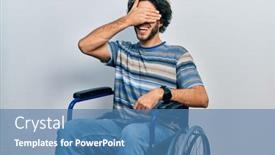  Presentation with wheelchair - Slides featuring handsome-hispanic-man-sitting background and a  colored foreground