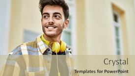  Presentation with college education happy smiling - Presentation having handsome-hispanic-man-smiling-happy background and a mint green colored foreground