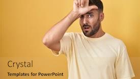  Presentation with hispanic - Presentation design featuring handsome-hispanic-man-standing-over background and a yellow colored foreground