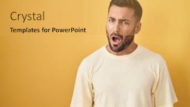  Presentation with mouth - PPT layouts consisting of handsome-hispanic-man-standing-over background and a yellow colored foreground