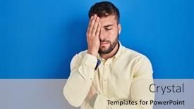  Presentation with face pain - Slides featuring handsome-hispanic-man-standing-over background and a  colored foreground