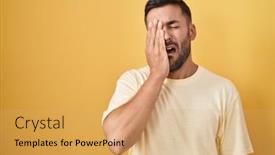  Presentation with face pain - PPT theme consisting of handsome-hispanic-man-standing-over background and a  colored foreground