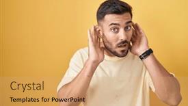 Presentation with deaf - Presentation theme enhanced with handsome-hispanic-man-standing-over background and a coral colored foreground