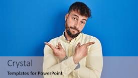  Presentation with direction - Slide set having handsome-hispanic-man-standing-over background and a soft green colored foreground