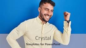  Presentation with blue music - Slides having handsome-hispanic-man-standing-over background and a lemonade colored foreground