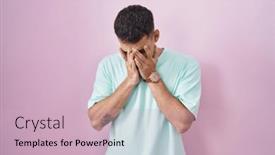  Presentation with crying - Presentation consisting of handsome-hispanic-man-standing-over background and a soft green colored foreground