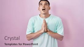  Presentation with praying hands - Presentation theme enhanced with handsome-hispanic-man-standing-over and a soft green colored foreground