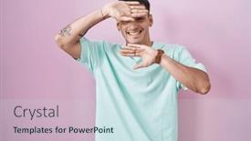  Presentation with pink - Presentation design with handsome-hispanic-man-standing-over and a sky blue colored foreground