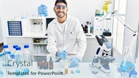  Presentation with scientific - PPT theme having handsome-hispanic-man-using-scientific background and a light blue colored foreground