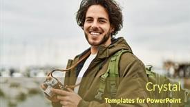  Presentation with vintage - Presentation consisting of handsome-hispanic-man-using-vintage background and a tawny brown colored foreground