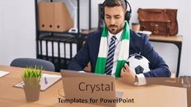  Presentation with attitude - Slide set featuring handsome-hispanic-man-watching-football background and a coral colored foreground