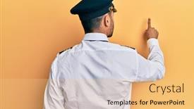  Presentation with airplane pilot - Beautiful PPT theme featuring handsome-hispanic-man-wearing-airplane backdrop and a yellow colored foreground