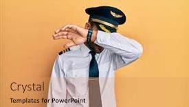  Presentation with airplane pilot - Beautiful theme featuring handsome-hispanic-man-wearing-airplane backdrop and a coral colored foreground