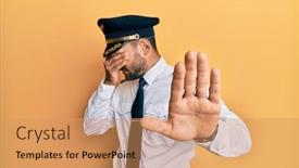  Presentation with airplane pilot - PPT layouts with handsome-hispanic-man-wearing-airplane background and a coral colored foreground