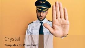  Presentation with airplane pilot - Theme with handsome-hispanic-man-wearing-airplane background and a coral colored foreground