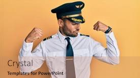  Presentation with airplane pilot - Cool new presentation theme with handsome-hispanic-man-wearing-airplane backdrop and a coral colored foreground