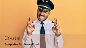  Presentation with airplane pilot - PPT layouts featuring handsome-hispanic-man-wearing-airplane background and a coral colored foreground
