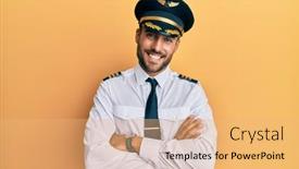  Presentation with airplane pilot - Theme enhanced with handsome-hispanic-man-wearing-airplane background and a coral colored foreground