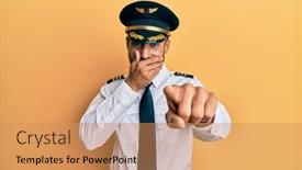  Presentation with airplane pilot - Colorful PPT layouts enhanced with handsome-hispanic-man-wearing-airplane backdrop and a coral colored foreground