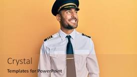  Presentation with airplane pilot - Audience pleasing theme consisting of handsome-hispanic-man-wearing-airplane backdrop and a coral colored foreground
