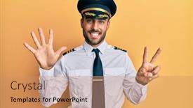 Presentation with airplane pilot - Theme enhanced with handsome-hispanic-man-wearing-airplane background and a coral colored foreground