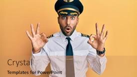  Presentation with airplane pilot - Slide deck consisting of handsome-hispanic-man-wearing-airplane background and a coral colored foreground