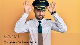  Presentation with airplane pilot - Presentation enhanced with handsome-hispanic-man-wearing-airplane background and a coral colored foreground