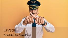  Presentation with airplane pilot - PPT theme consisting of handsome-hispanic-man-wearing-airplane background and a coral colored foreground