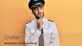  Presentation with airplane pilot - Beautiful presentation featuring handsome-hispanic-man-wearing-airplane backdrop and a coral colored foreground