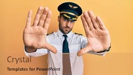  Presentation with airplane pilot - Presentation having handsome-hispanic-man-wearing-airplane background and a coral colored foreground