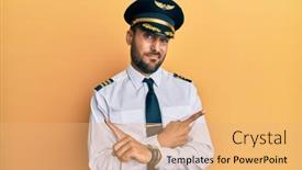  Presentation with airplane pilot - Audience pleasing presentation theme consisting of handsome-hispanic-man-wearing-airplane backdrop and a coral colored foreground