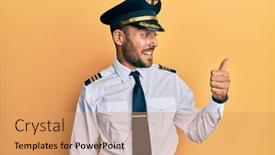  Presentation with airplane pilot - Slides consisting of handsome-hispanic-man-wearing-airplane background and a coral colored foreground