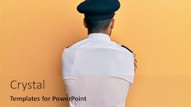  Presentation with airplane pilot - Slide set enhanced with handsome-hispanic-man-wearing-airplane background and a coral colored foreground